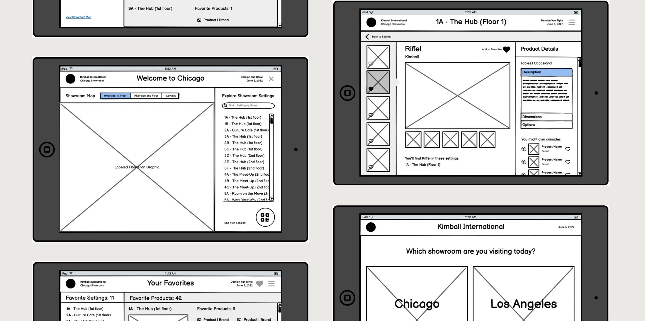 Wireframes Kimball App