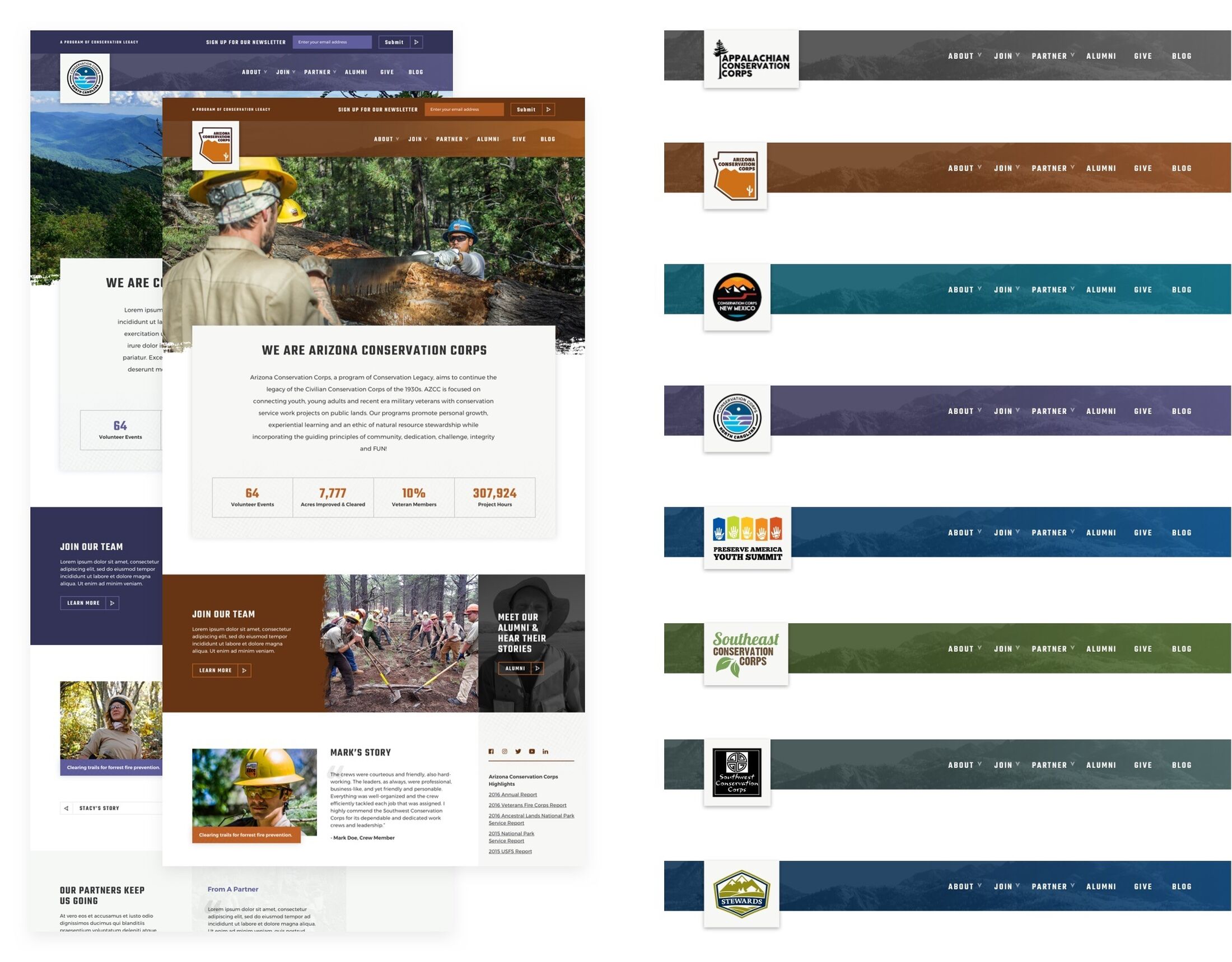 Color scheme and logo combinations for Conservation Legacy Organizations