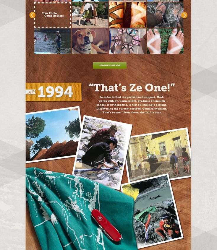 Screenshot of the Chaco 25-Year Anniversary Timeline