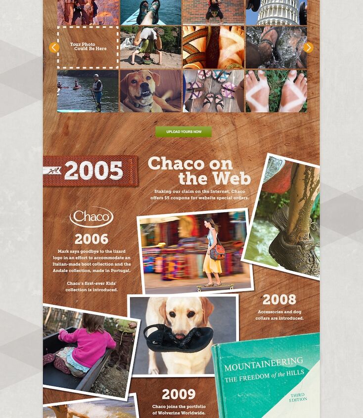 Screenshot of the Chaco 25-Year Anniversary Timeline